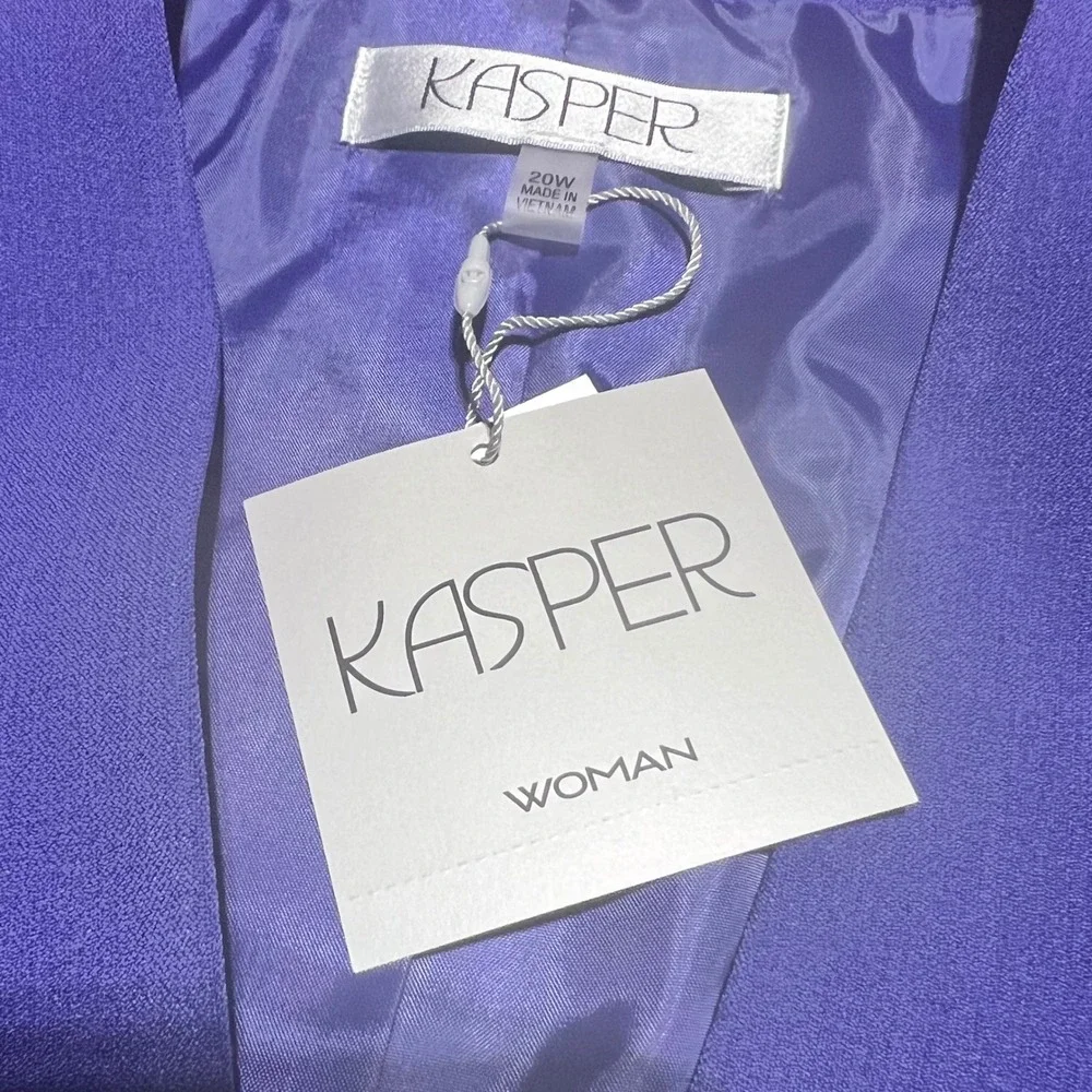 Kasper Woman Regal Purple Open Front Blazer Jacket 3/4 Sleeve Plus Size 20W NEW